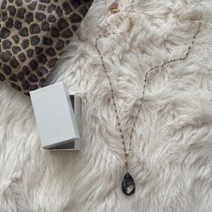 NWT / in box, Anthropologie Black Pendant Necklace with Gold Chain